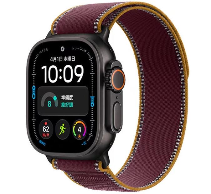Apple Watch Ultra 4 GPS+Cellular 49mm ブラック/バーガンディトレイルループ M/L